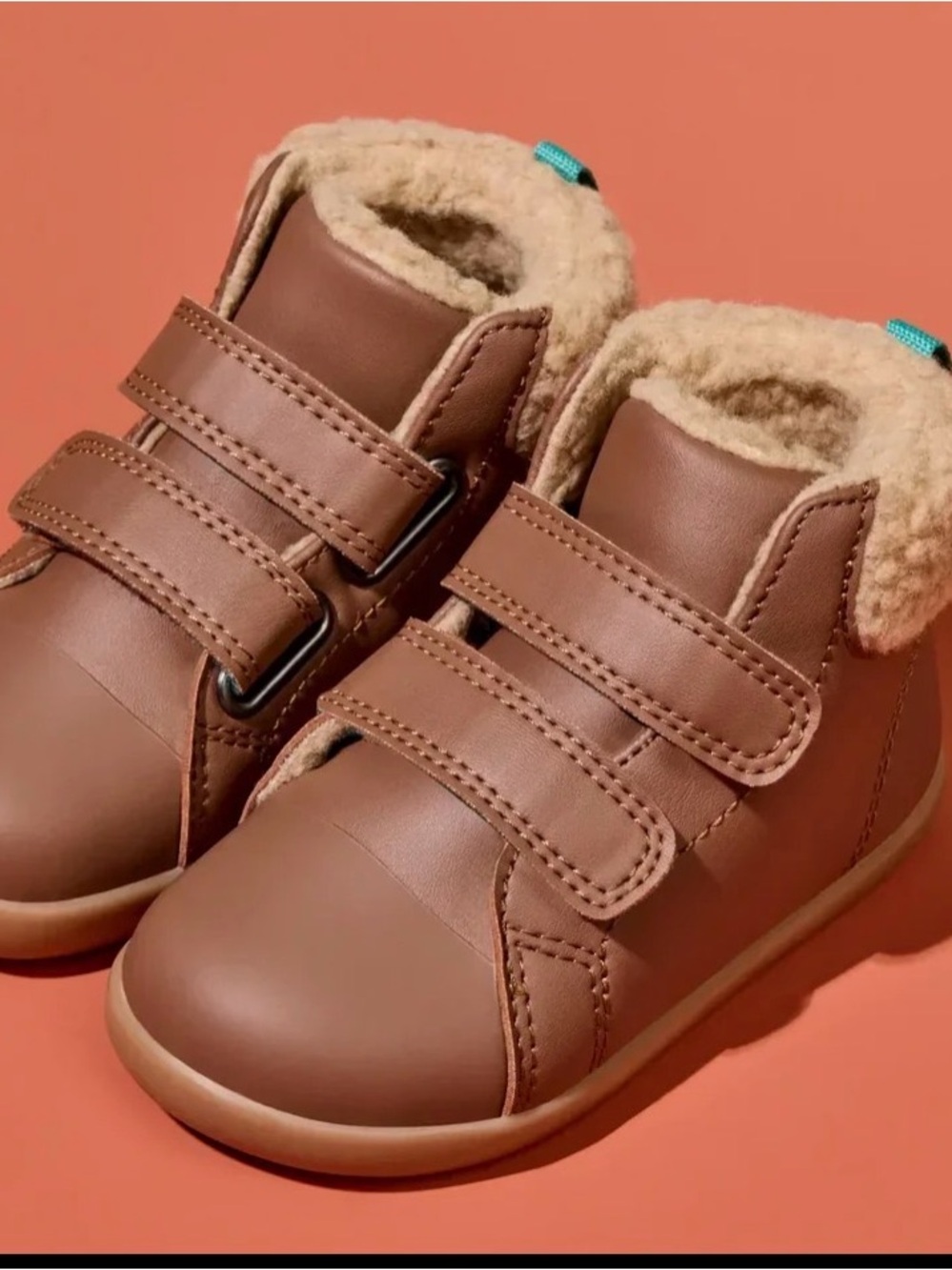 Toddler Brown Fleece-Lined Velcro Walker Boots